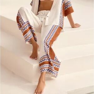 BY ANTHROPOLOGIE LINEN WIDE-LEG PANTS